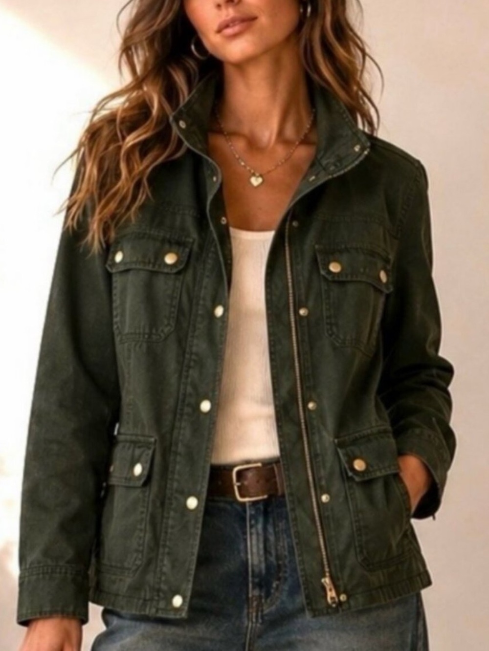 J. Crew Utility Field Jacket M Cotton Canvas Green oversized NWOT